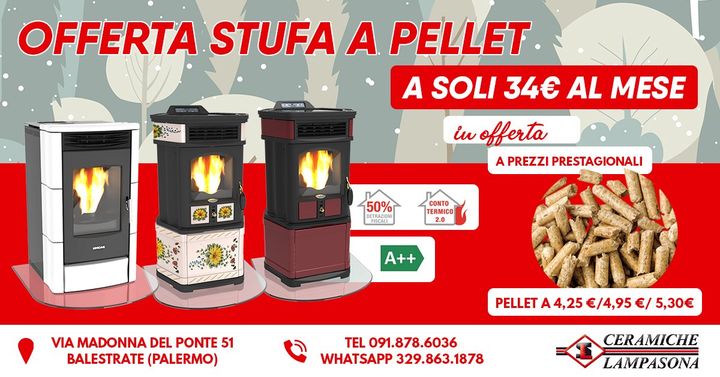 🟥OFFERTA➡️ Stufa a pellet a soli 34 Euro al mese!